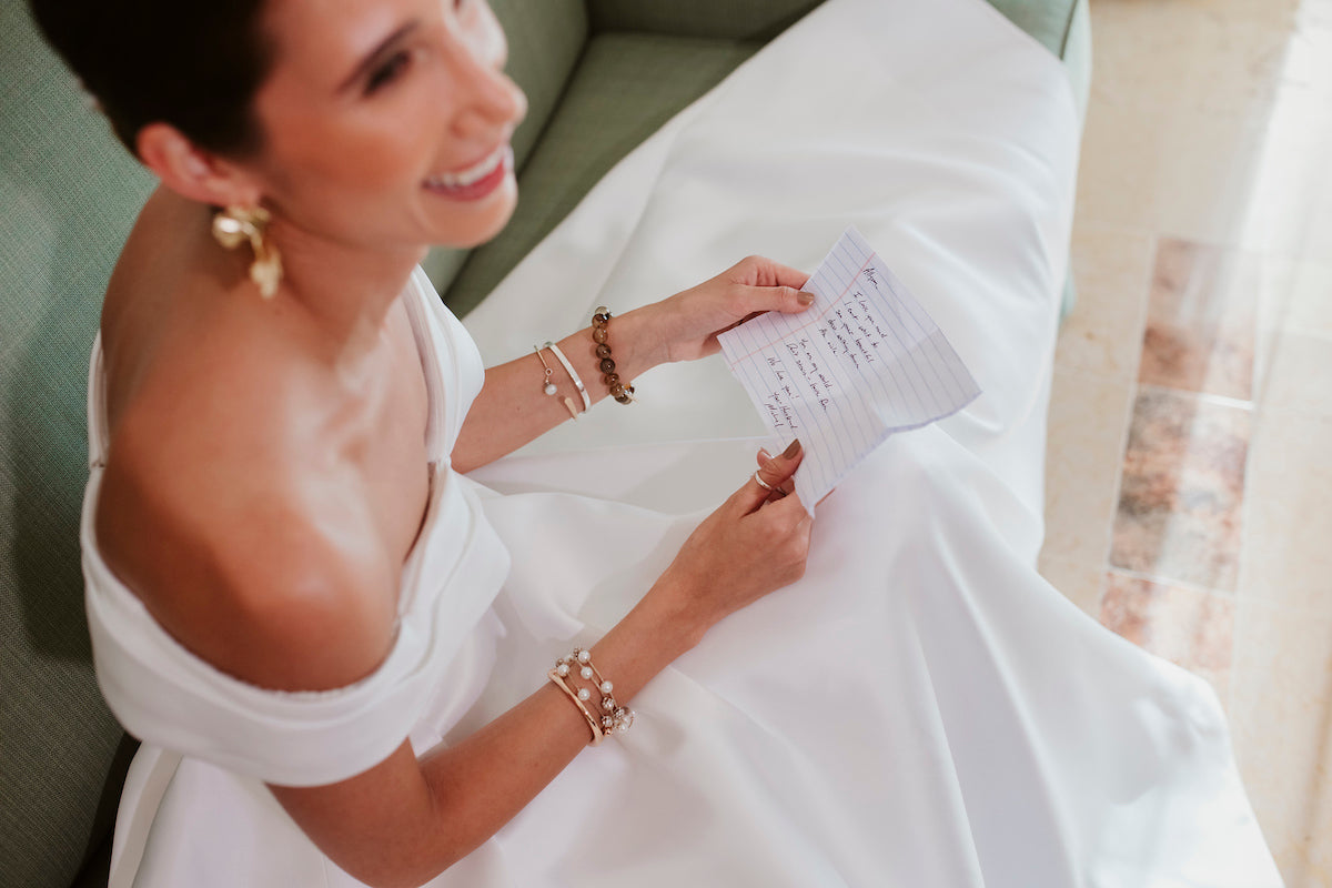 bride reading letter from groom