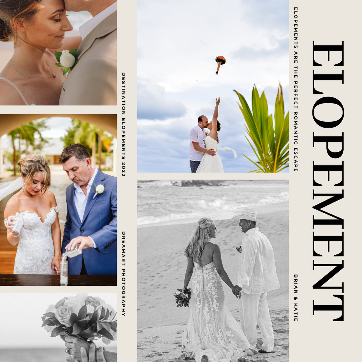 Elopement Wedding collage photos