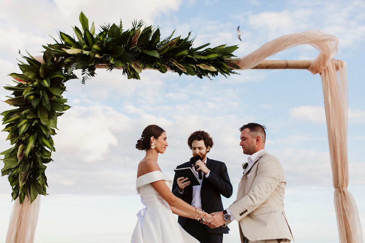 bride and groom at the altar