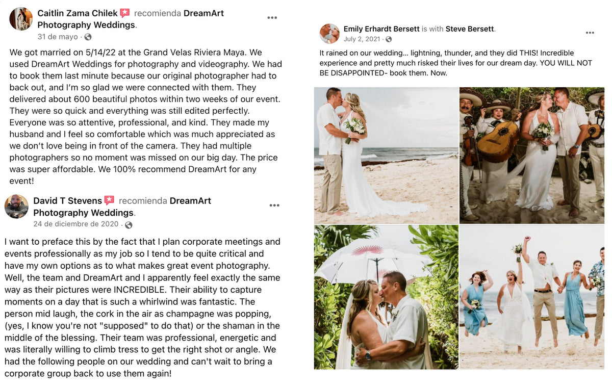 Facebook comments of the customers of DreamArt Photography