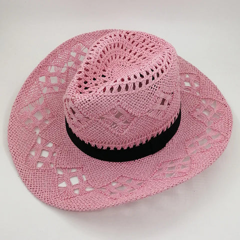 https://cowgirlhatsco.com/products/foldable-pink-hollow-straw-cowgirl-hat