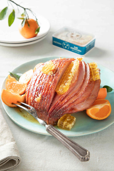 Honeybaked ham with honeycomb