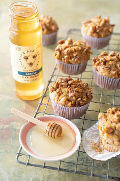 Banana Spice Muffins with acacia honey