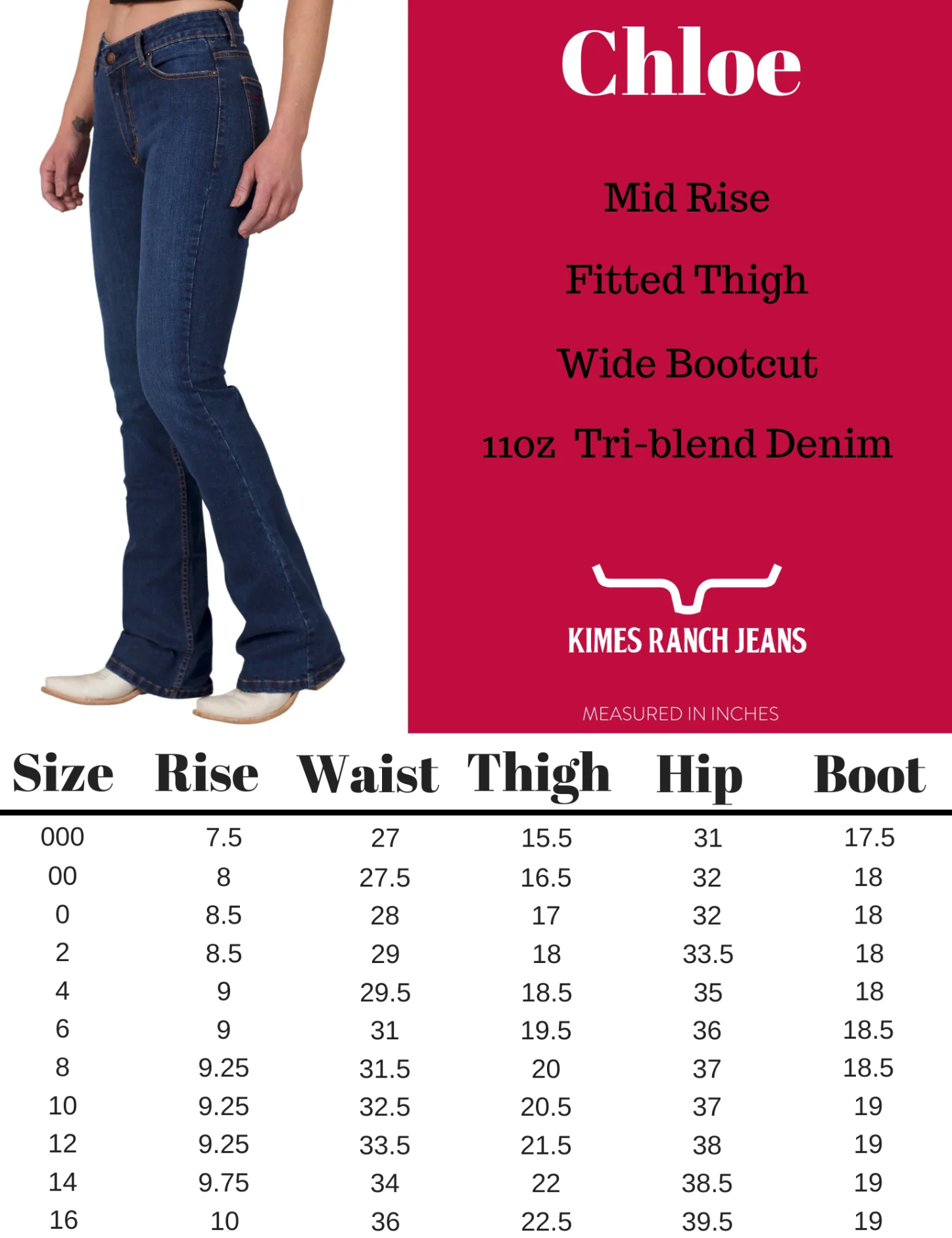 Kimes Ranch Chloe Jean Size Guide | Dixie's
