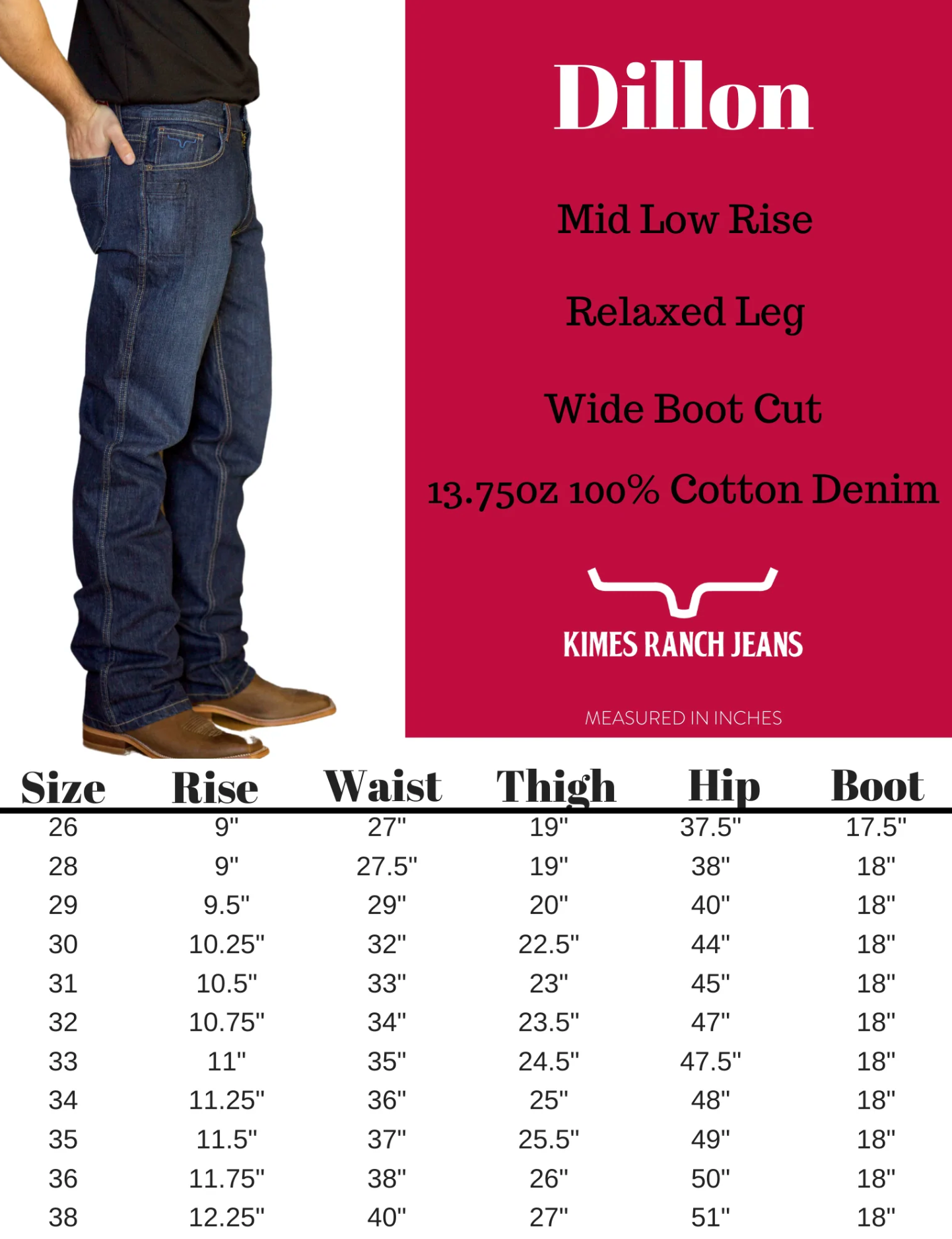 Kimes Ranch Dillon Size Guide | Dixie's