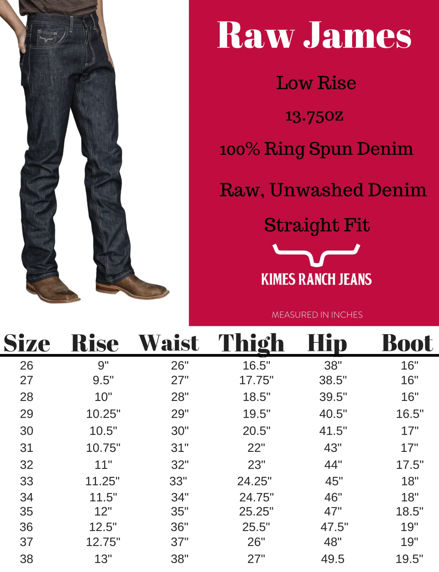 Kimes Ranch Raw James Size Guide | Dixie's
