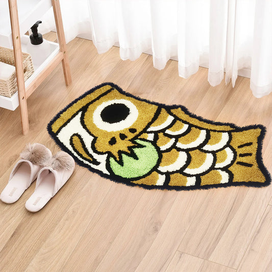 Cute Green Fish Bath Mat, Japanese Koi Flag Soft Bathroom Rug, Water  Absorbent Non-Slip Bathroom Mat, 45x85cm – Feblilac® Mat