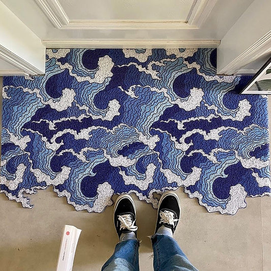 Japanese Wave Entrance Door Mat, Blue Pattern Entryway Doormat, PVC Plastic  Door Mats Rug for Home, House Warming Gift, Area Carpet Outdoor – Feblilac®  Mat