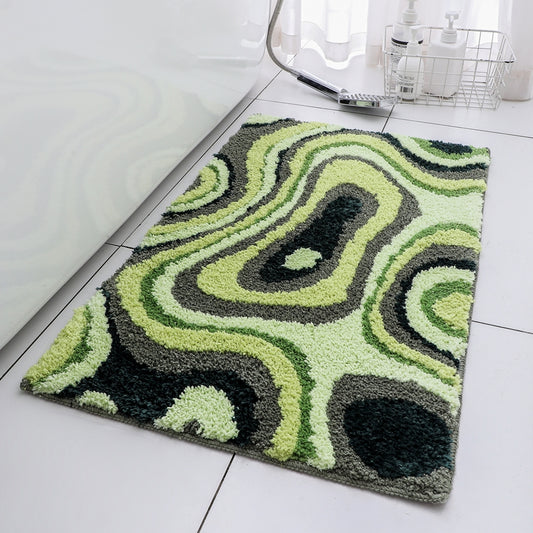 Feblilac Soft Yellow and Green Leaves Bathroom Rug, 23.6x35.4