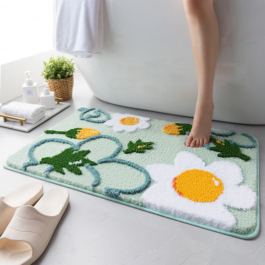 Daisy Bathroom Rug Flower Non Slip Bath Mat Bath Rug Non Slip Carpet Floor  Mat