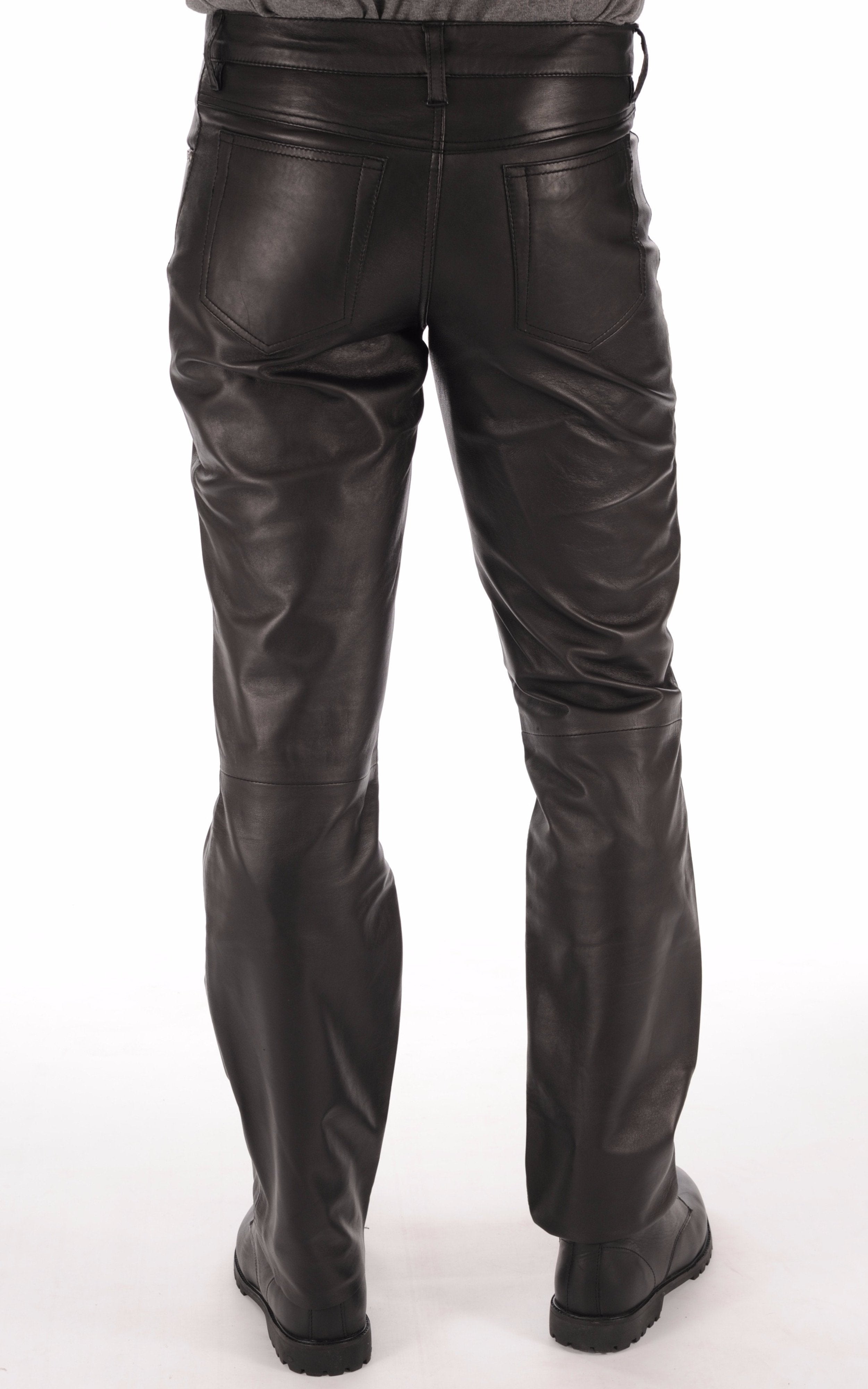 Pantalon cuir grainé à lacets Last Rebels - La Canadienne - Pantalons /  shorts Cuir Noir