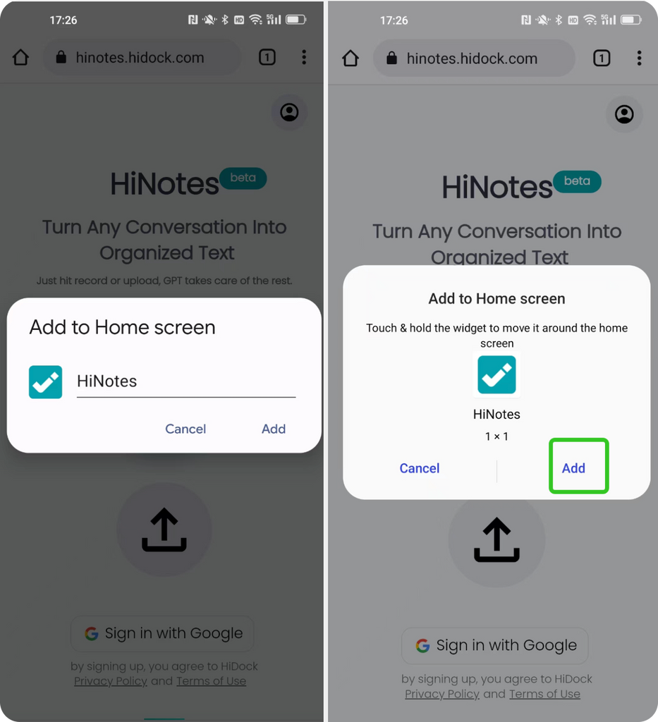 Add HiNotes to Home Screen on Android Phone