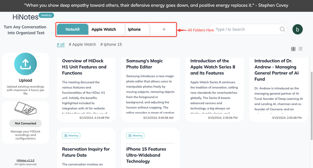 Organize Your Notes with Folders on HiNotes