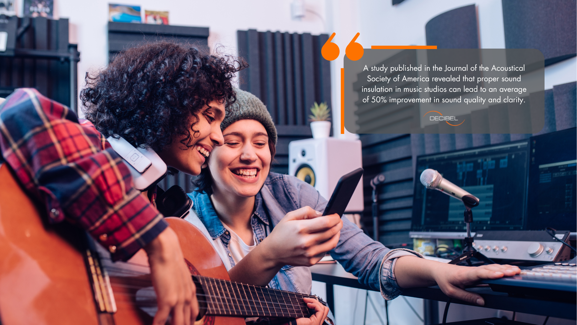 girls in home music studio with sound insulation