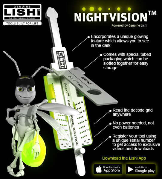 Herramienta de apertura de cerraduras de visión nocturna Lishi genuina de ABKEYS