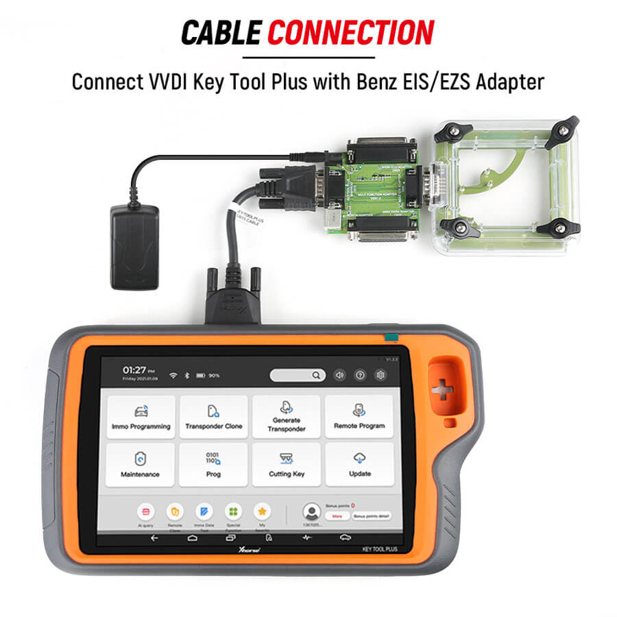 Xhorse VVDI Multi function Adapter Connected With MB EZS EIS adapters By ABKEYS