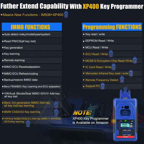 Caractéristiques de l'ensemble d'adaptateurs Autel XP400 Pro par ABKEYS