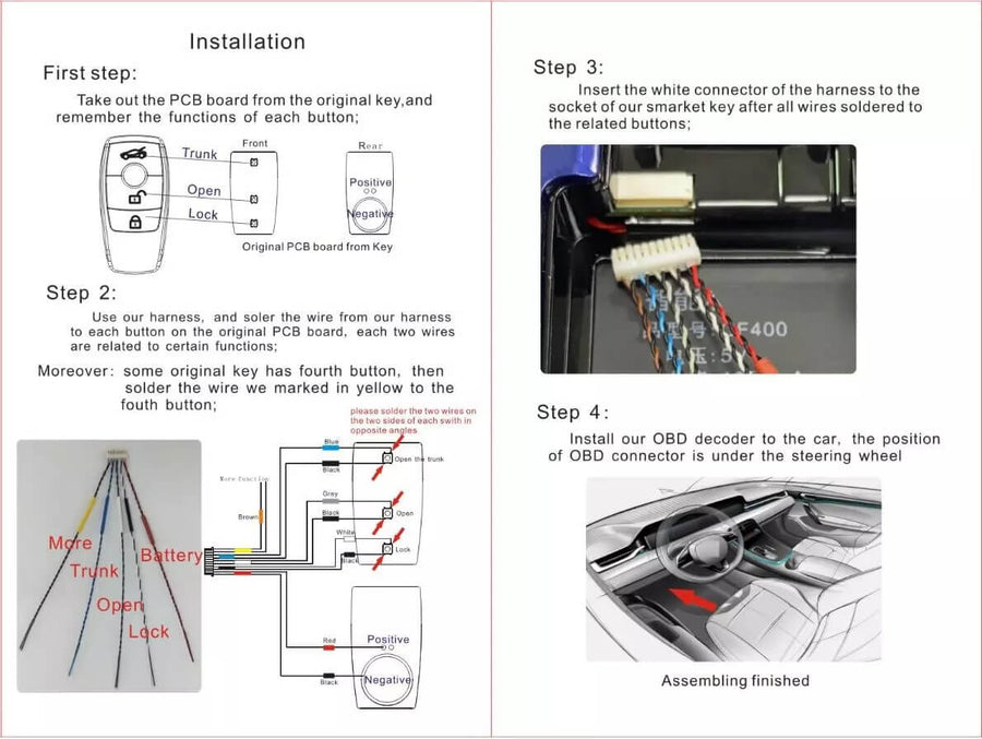 Universal LCD Smart Key Fob Wiring Diagram By ABKEYS