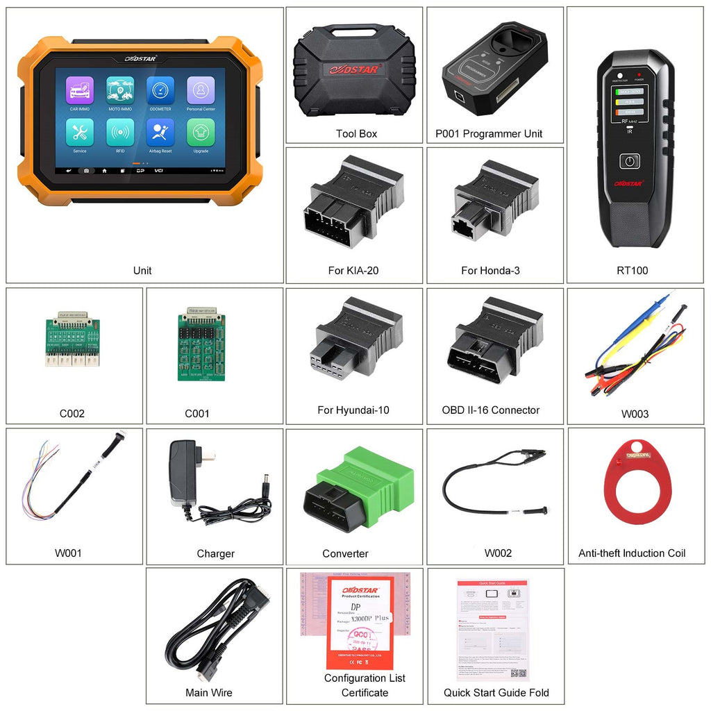 OBDSTAR X300 DP Plus Key Programmer Package A Box Contains By ABKEYS