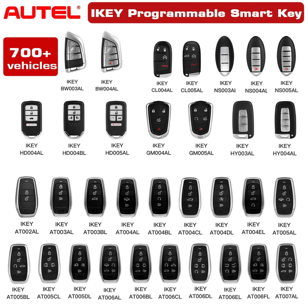 Lista de modelos de chave inteligente universal Autel IKEY por ABKEYS