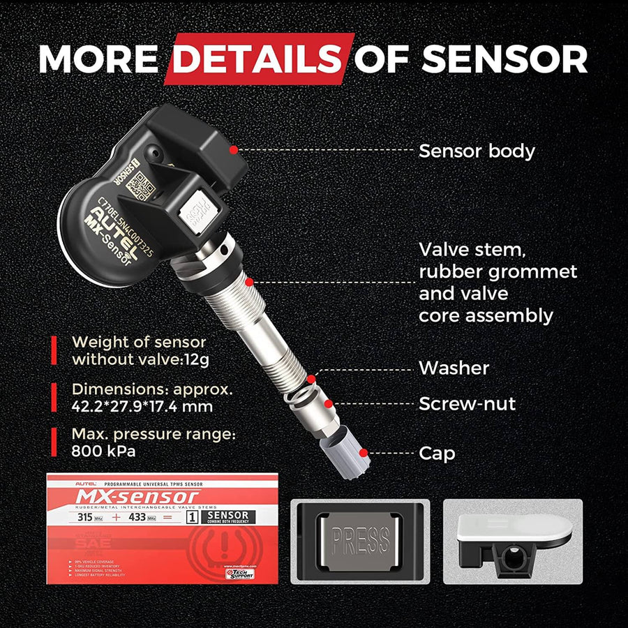 Detalhes do corpo do sensor Autel TPMS por ABKEYS