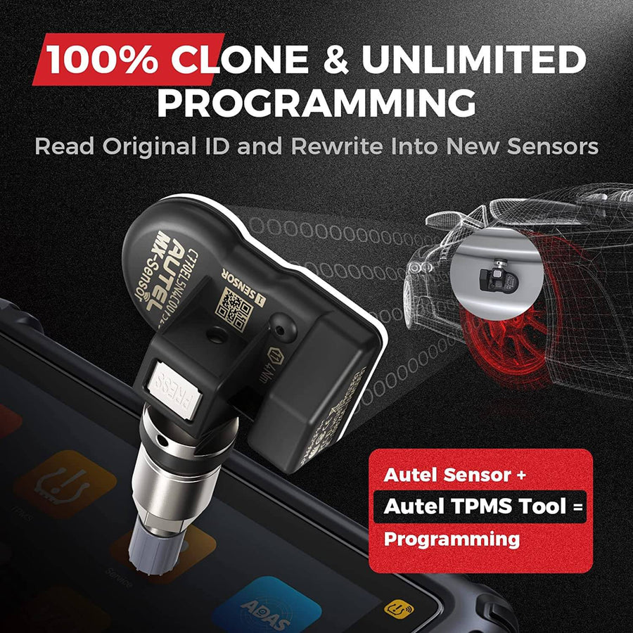 Sensor Autel MX TPMS clonando sensor TPMS original por ABKEYS