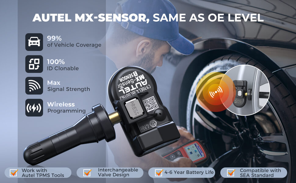 Sensor TPMS de borracha Autel MX 2-1 para funções de pressão dos pneus da ABKEYS