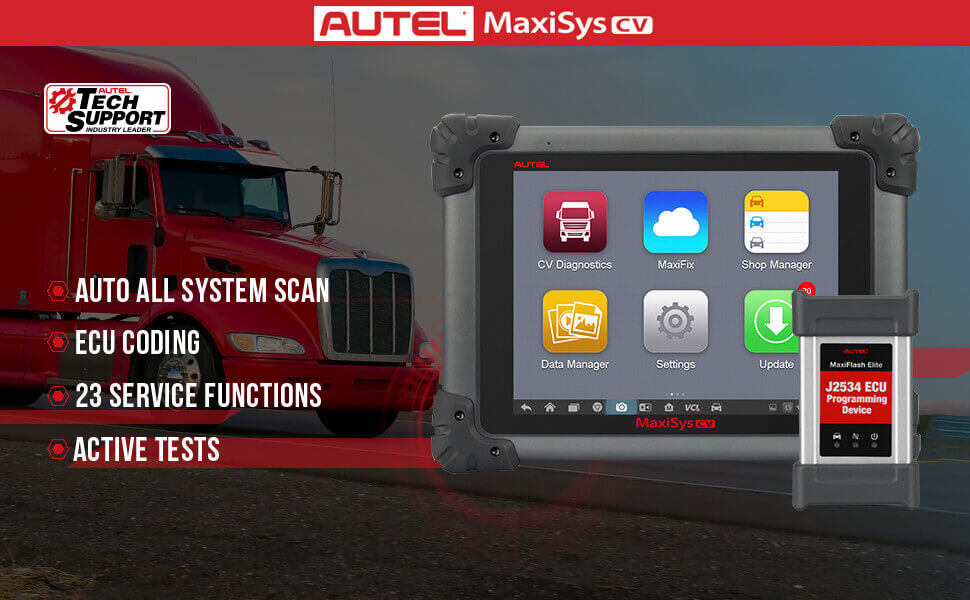 Autel Maxisys MS908CV Commercial Heavy Duty Diagnostic Tool Features By ABKEYS