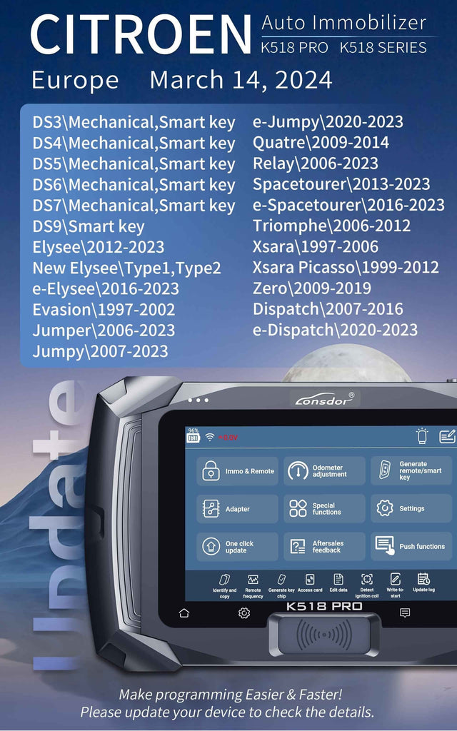 Lonsdor K518 Pro Key Programmer 2ª atualização para programação de chaves Citroen 14 de março de 2024 Por ABKEYS