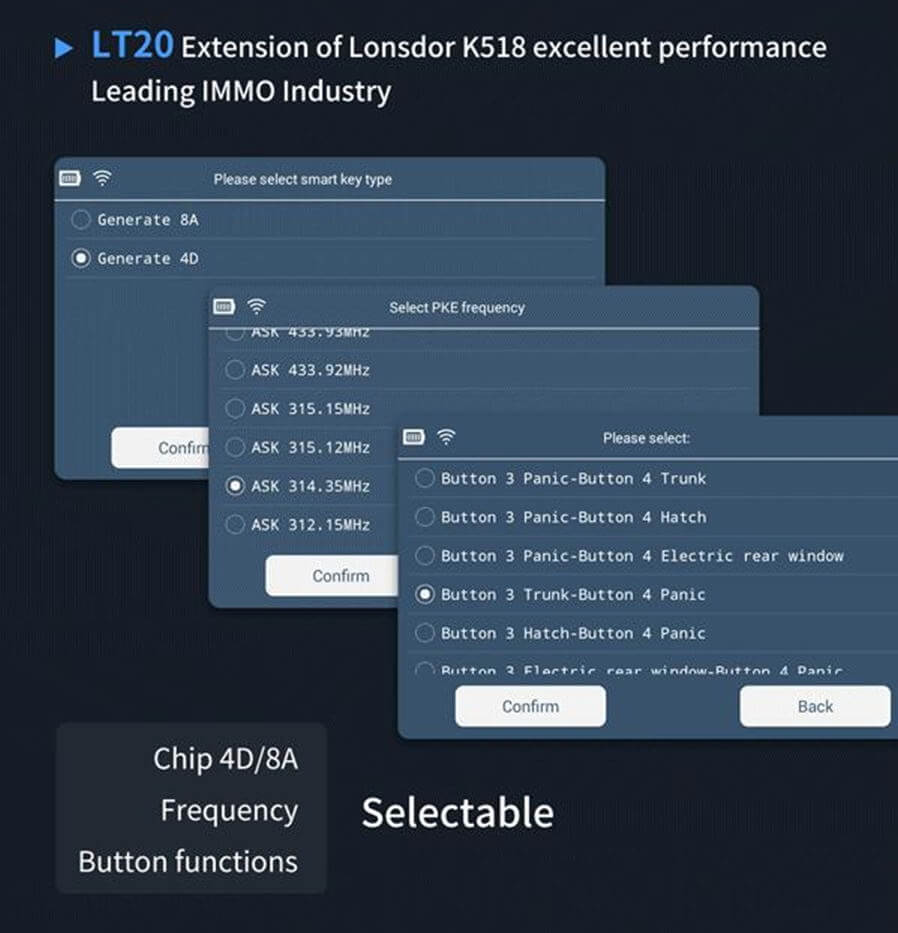 Lonsdor LT20 Smart Key Board Functions By ABKEYS