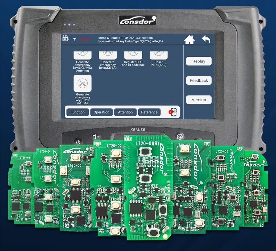 Funciones de la placa PCB con llave inteligente Lonsdor LT20 de ABKEYS