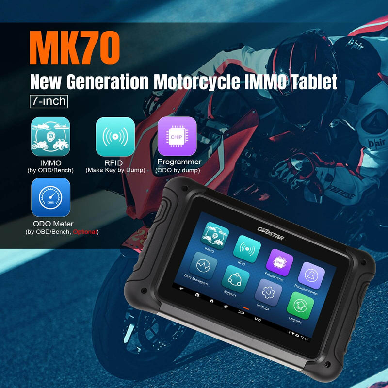 Funciones del programador de llaves de motocicleta OBDSTAR MK70 de ABKEYS