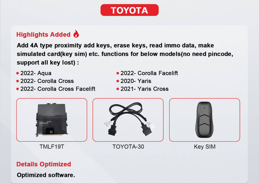 OBDSTAR Toyota Smart Key 30 Cable Supported 4A Smart Key Programming By ABKEYS