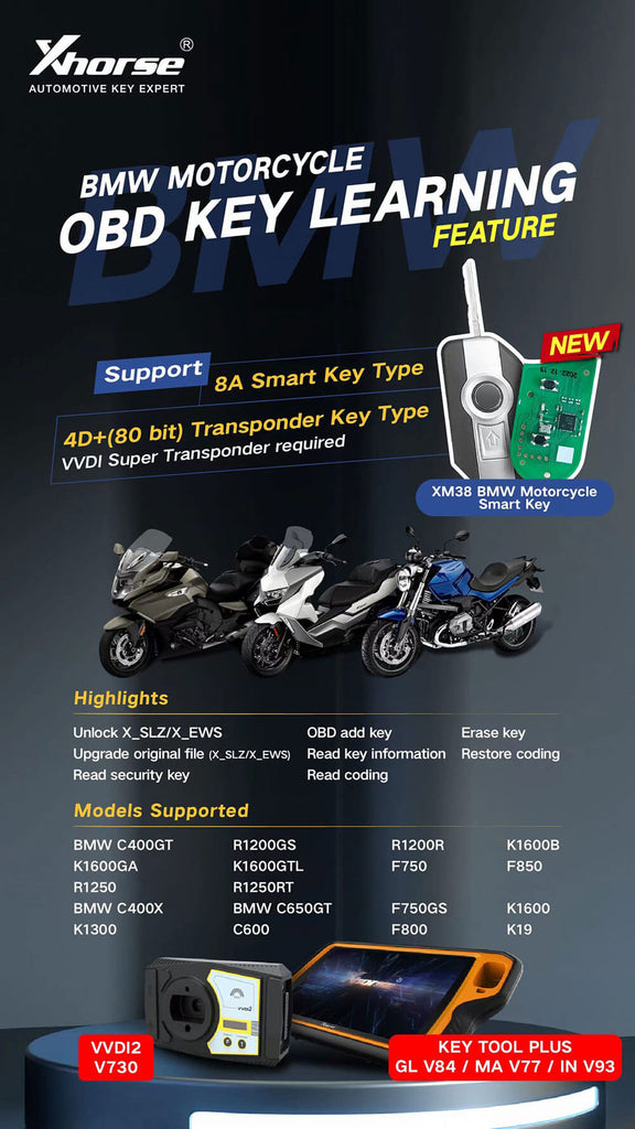 Xhorse VVDI BMW Motorbike Smart Key XSBMM0GL Functions By ABKEYS