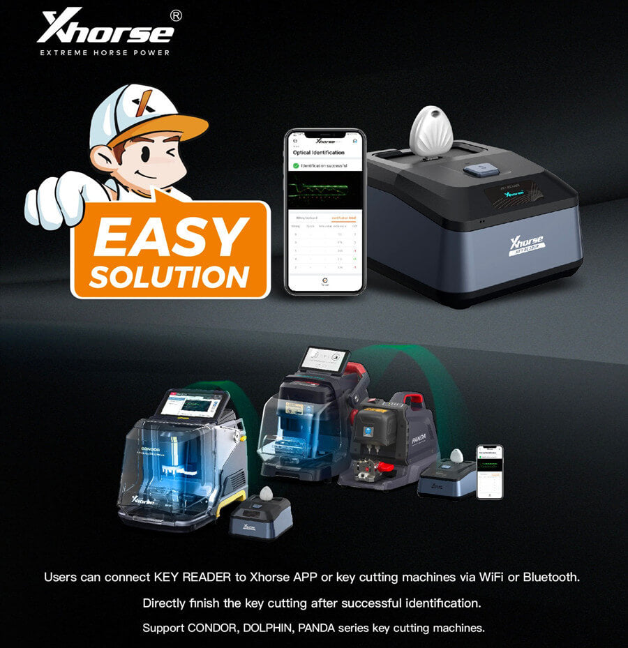 Xhorse Condor XC-Mini Plus II Auto Key Cutting Machine Optical Key Reading By ABKEYS