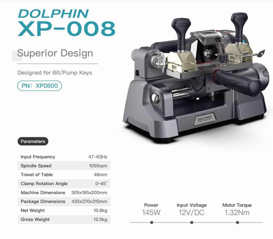 Xhorse Dolphin XP-008 Key Cutting Machine Parameters By ABKEYS