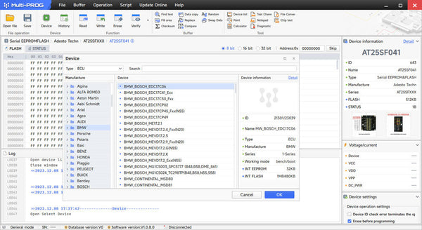 Menú del software Xhorse VVDI Multi Prog para PC de ABKEYS