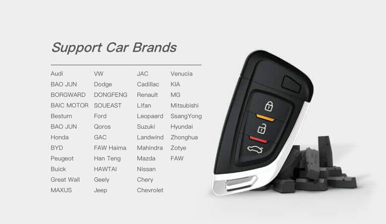 Xhorse Universal smart key supported Car Models By ABKEYS