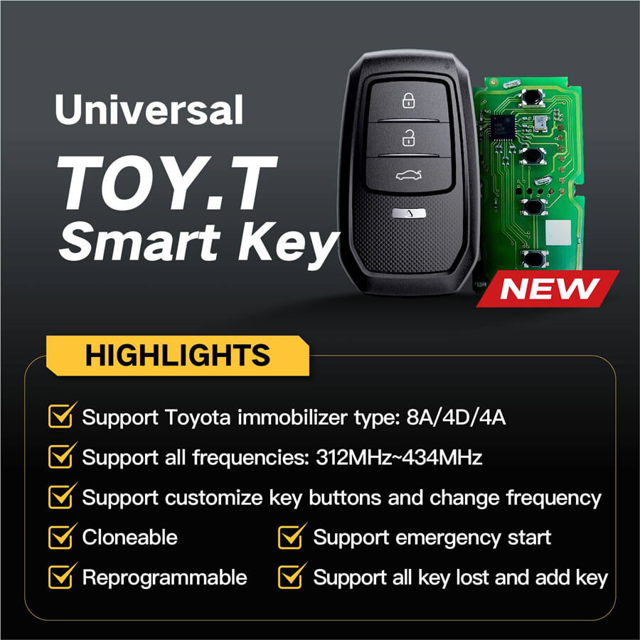 Funções da chave inteligente Xhorse Toyota XM38 da ABKEYS