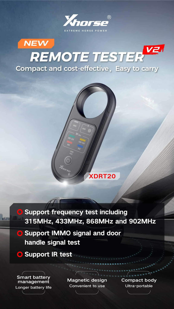 Caractéristiques du testeur de fréquence à distance Xhorse XDRT20 V2 par ABKEYS
