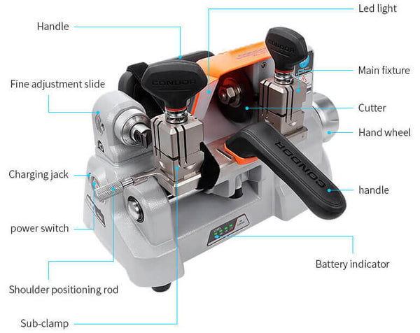 Structure en aluminium de machine de découpe de clés Xhorse Condor XC-009 par ABKEYS