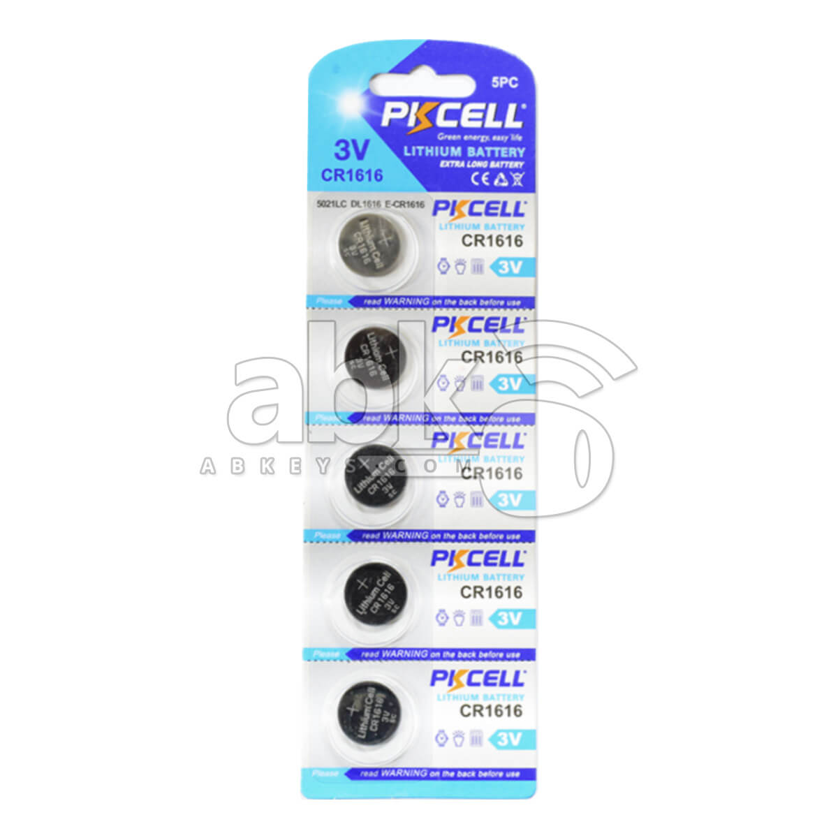 PKCell Remote Battery CR1616 5Pcs Pack ABK-330