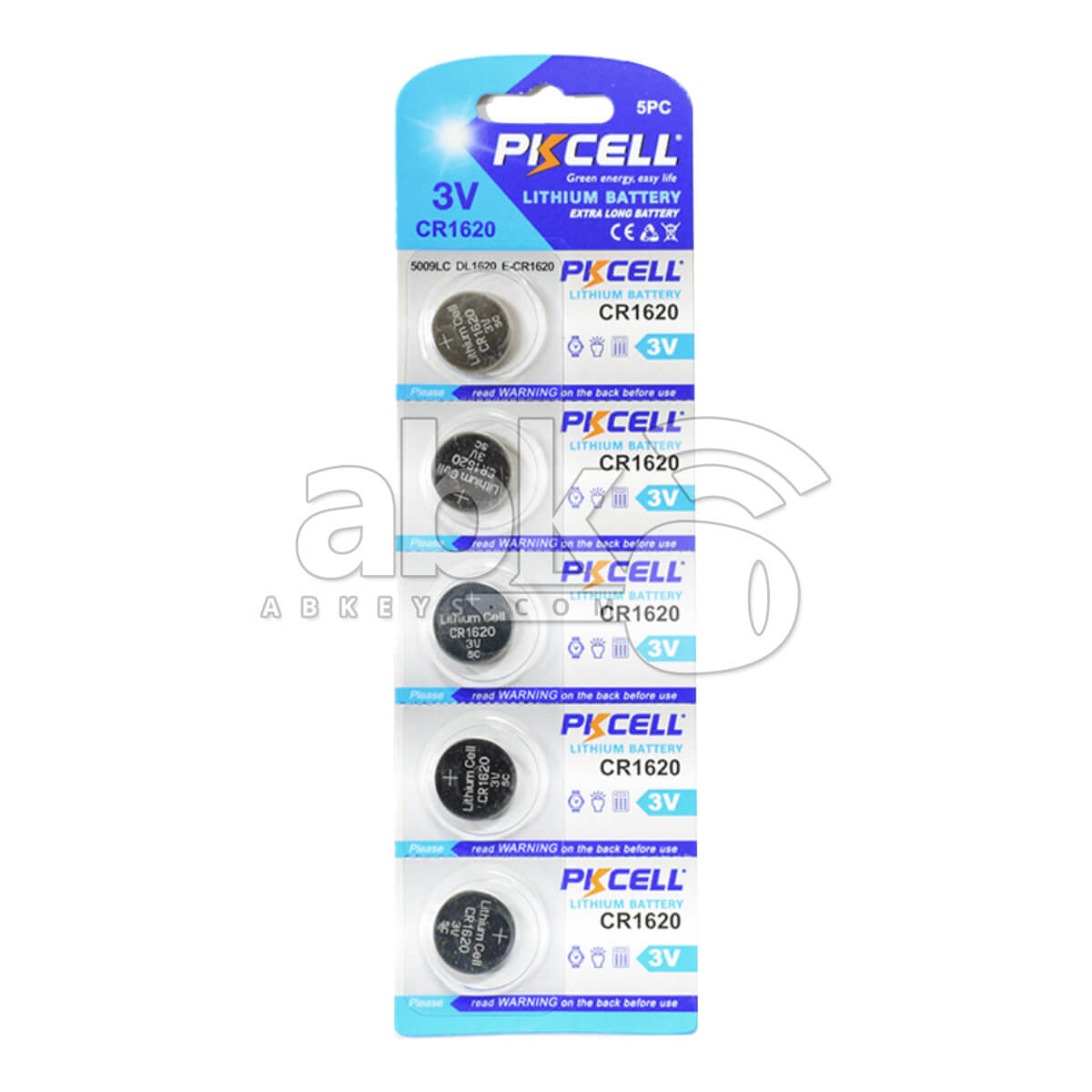 PKCell Remote Battery CR1620 5Pcs Pack ABK-331