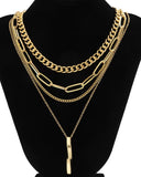 4pcs Square Shaped Pendant Chain Necklace