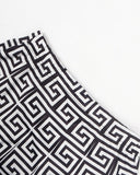 Plus Size Geometric Print Casual Top & Skirt Set