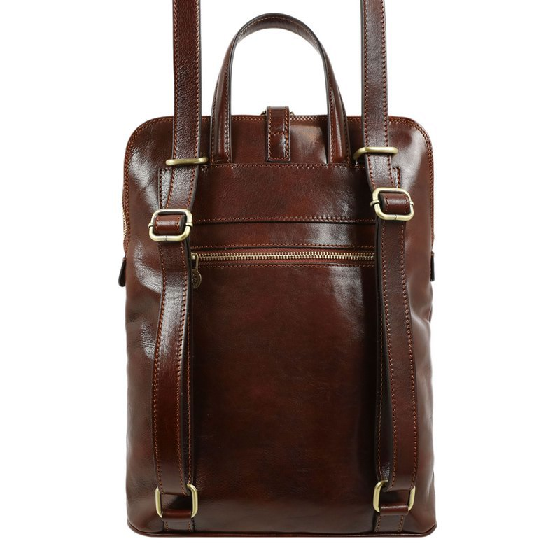 Brown Leather Backpack Convertible Bag - Emma - Frederic St James