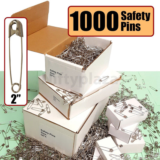 NiftyPlaza Large Safety Pins, Size 1-1/2, 500 Safety Pins, Nickel Ple –