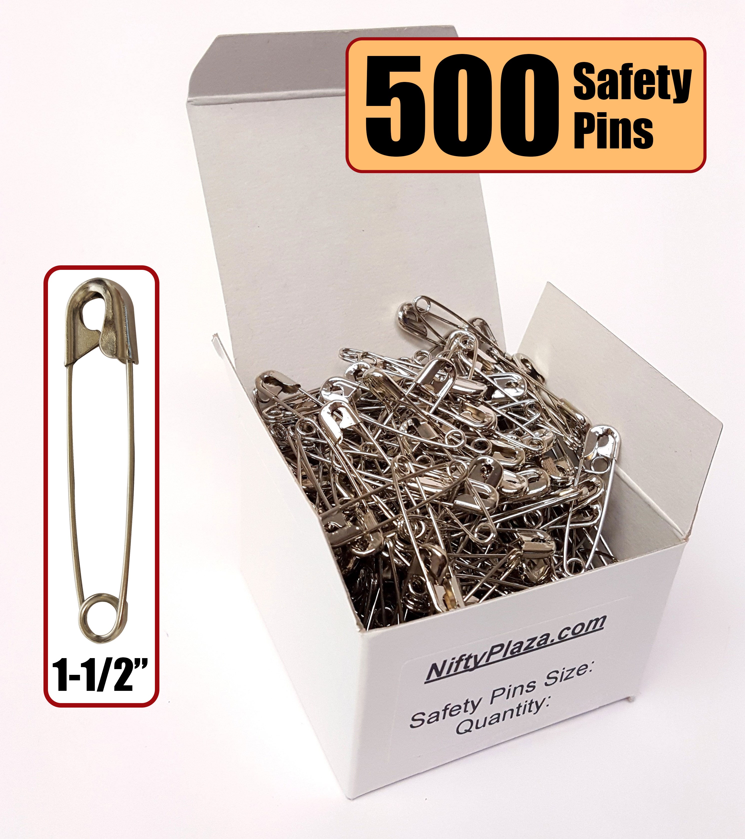 NiftyPlaza Extra Large Safety Pins, Size 2 Inch, 200 Safety Pins, Heav –