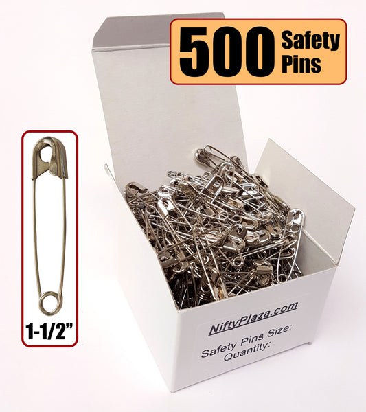 NiftyPlaza Extra Large 2 Inch Safety Pins, 300 Pack, Nickel