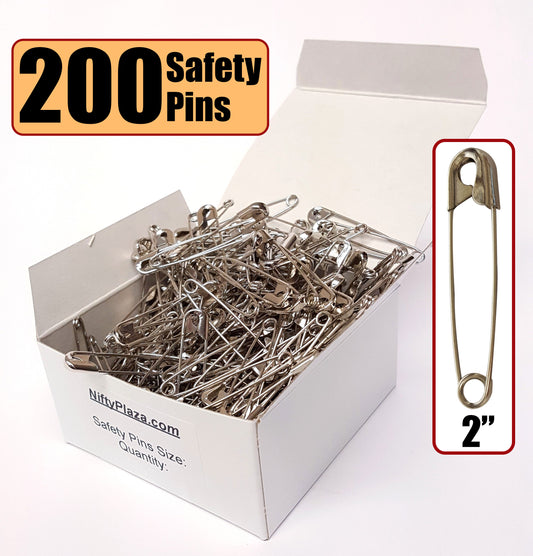 NiftyPlaza Extra Large Safety Pins, Size 2 Inch, 100 Safety Pins, Heav –